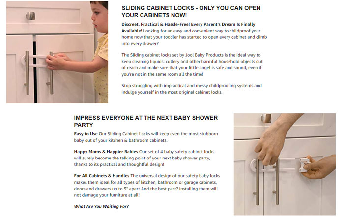 Child Safety Sliding Cabinet Lock 1 Pcs