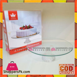 Clear Glass Platter With Round Base-10