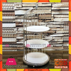 Deluxe Silver Plated Wrought Iron 3 layer Birdcage Cake Stand Dessert Table