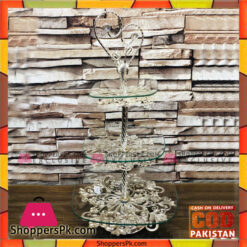 deluxe silverware glass cake stand 3 Tier