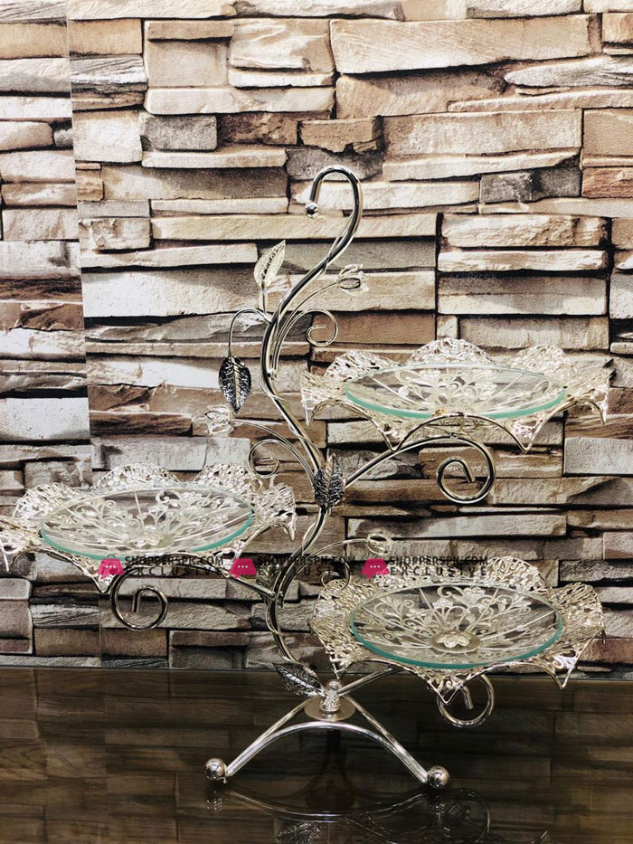 Deluxe Silverware Glass Tree Cake Stand Dessert Stand