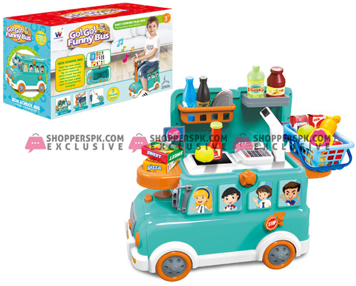 Funny School Bus Toy Pretend Play Toy Cash Registers For Kids