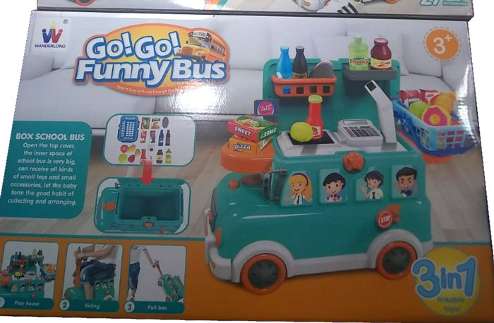 Funny School Bus Toy Pretend Play Toy Cash Registers For Kids