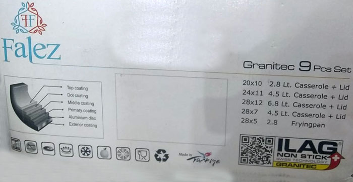 High Quality Falez Granitec Cookware Set 9 Piece