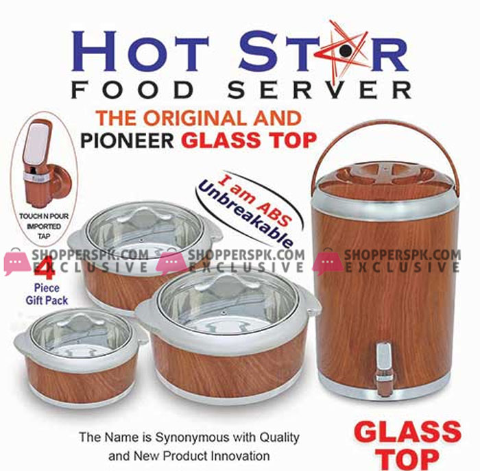 Happy Hot Food Server Glass Top 4 Pcs Gift Pack