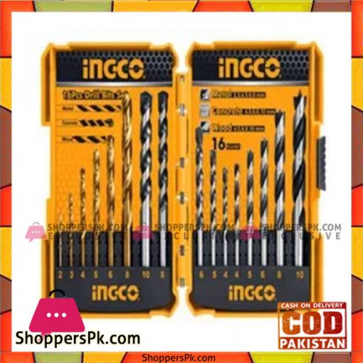 INGCO 16PCS Metal Concret and Wood Drill Bits Set - AKD9165