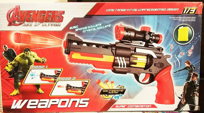 Kids Avengers Weapon Toy Nerf Sponge And Crystal Bullet Gun Set