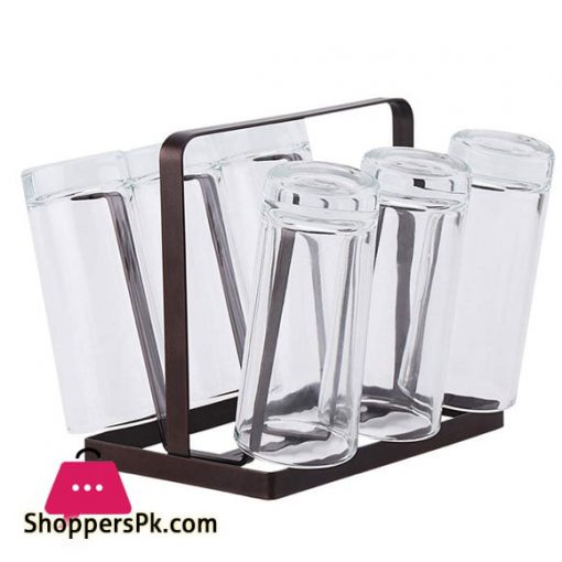 Kitchen Stand 6 Hook Organizer Drinkware Drying Shelf (Bronze) Glass Stand