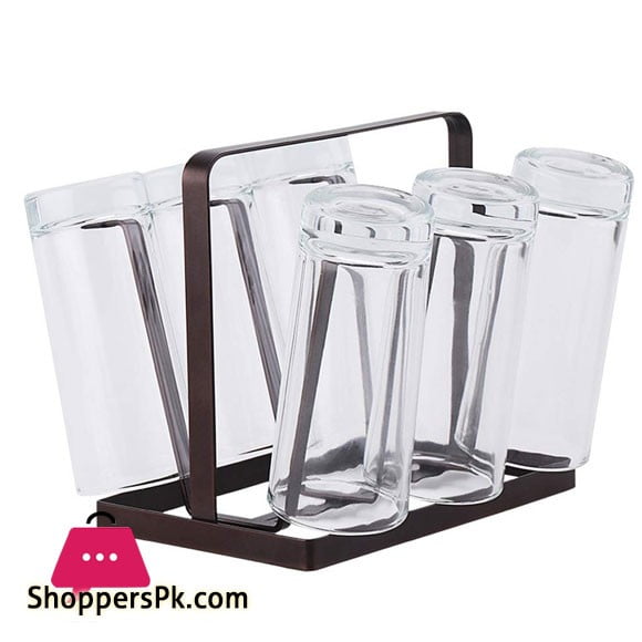 Buy Kitchen Stand 6 Hook Organizer Drinkware Drying Shelf Bronze Glass Stand At Best Price In Pakistan