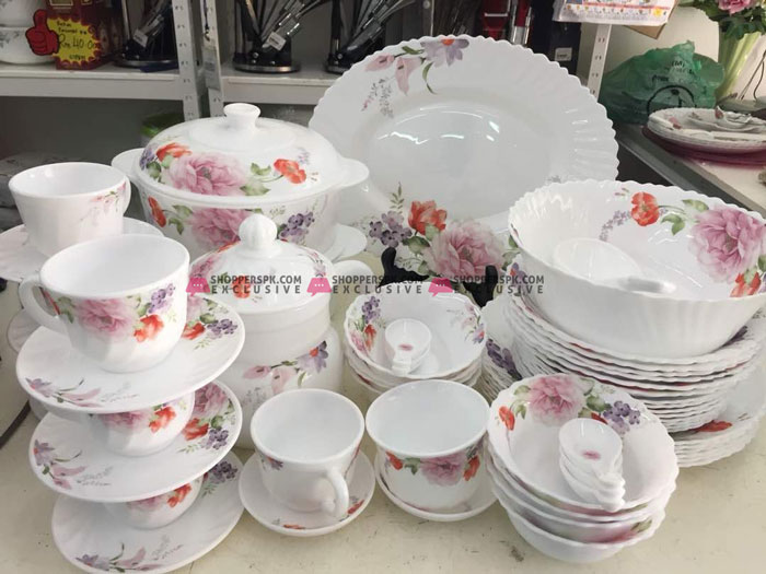 Opal Marble Glassware Round Dinner Set 72 Pcs