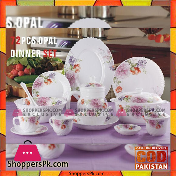 Opal Marble Glassware Round Dinner Set 72 Pcs