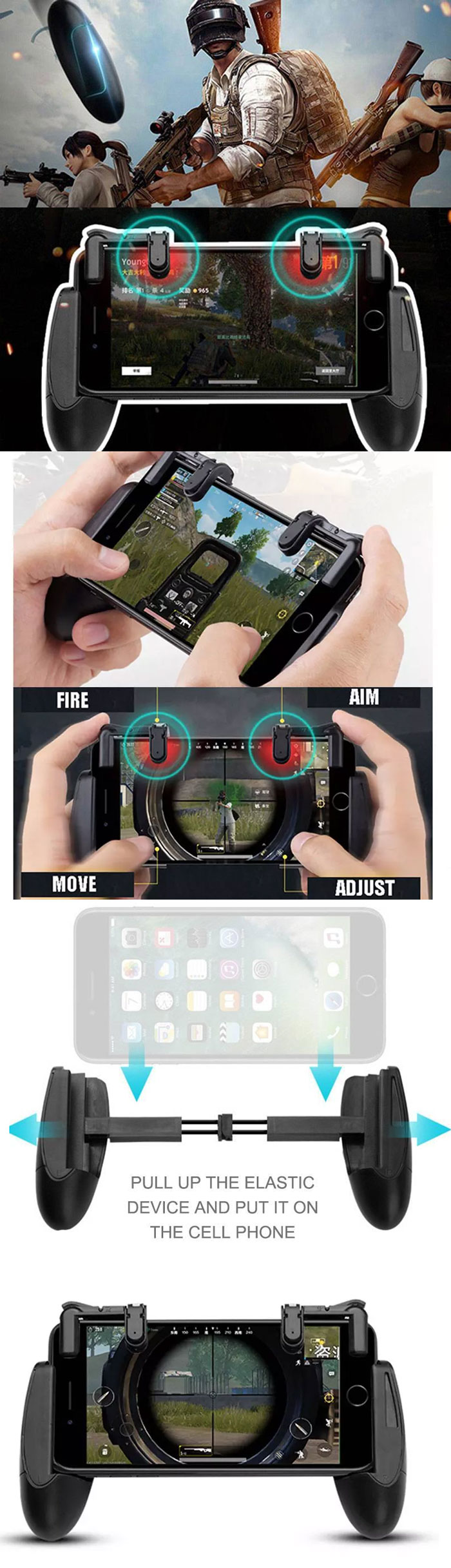 Pubg Mobile Game Controller Shooter Trigger Fire Button Hand Shank Hand-Grip