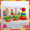 Rainbow Three Column Stacking Sorting Tower Wooden Toy Educational and Therapeutic Toy for Kids