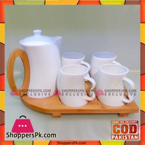 Round Cut Family Tea Set with Bamboo Wood Tray