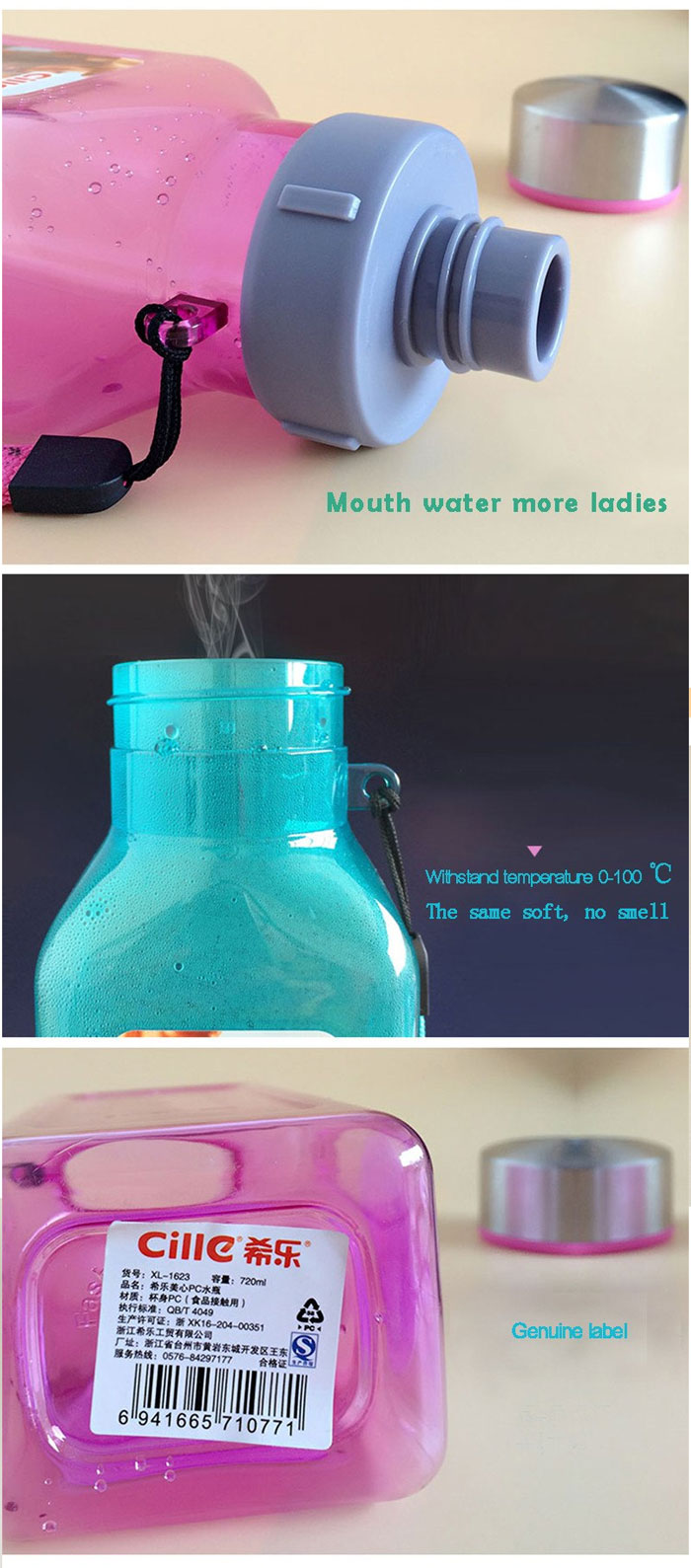 Cille Sport Water Bottle Plastic 720-ML