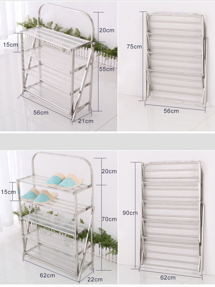 High Quality Stainless Steel Easy Folding Shoe Rack 4 Layer 10 High Quality Stainless Steel Easy Folding Shoe Rack 4 Layer