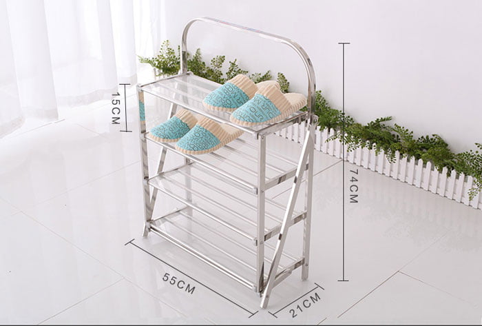 High Quality Stainless Steel Easy Folding Shoe Rack 4 Layer