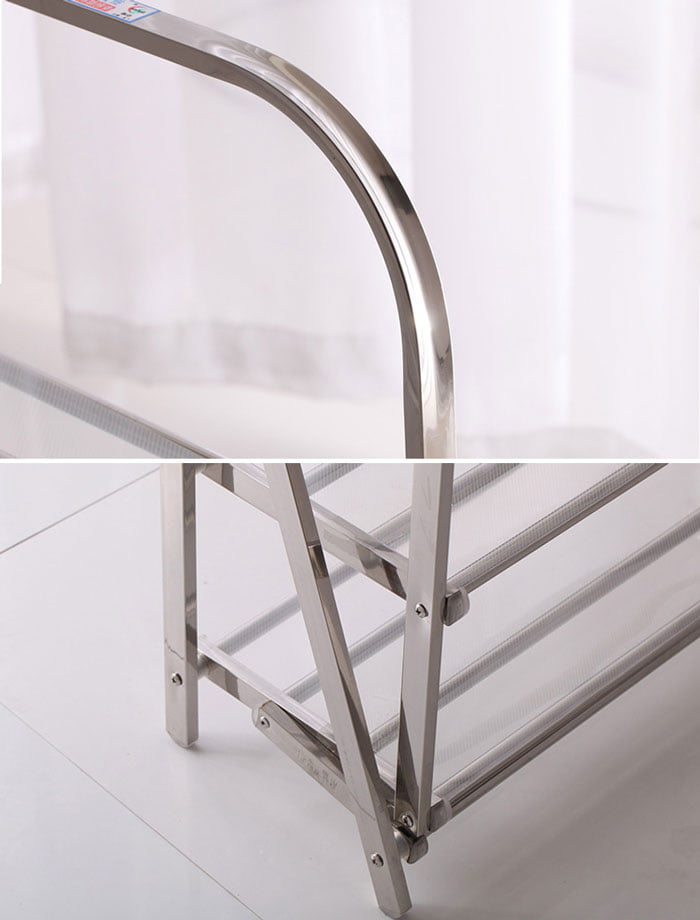 High Quality Stainless Steel Easy Folding Shoe Rack 4 Layer