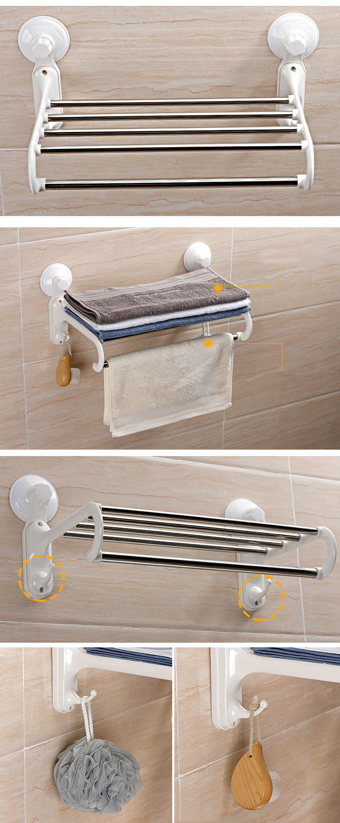 Stainless Steel Towel Bar Wall-Mounted Towel Rack