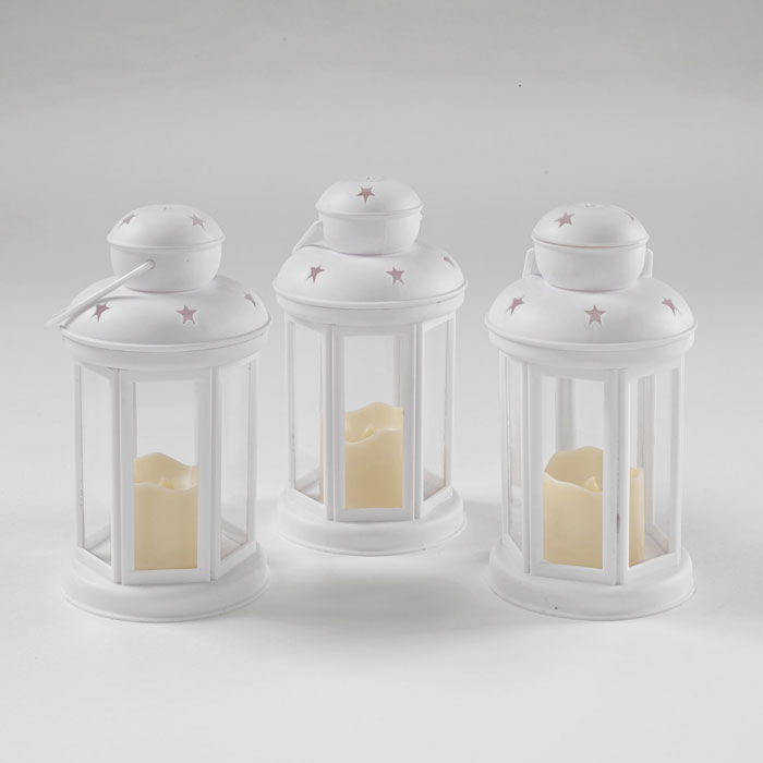 1Pcs White Lanterns With Led Candle With Batteries For Indoor And Outdoor Use