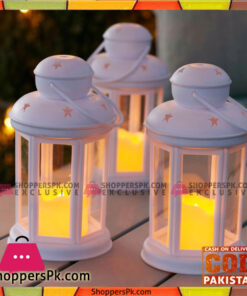 1Pcs White Lanterns with LED Candle with Batteries for Indoor and Outdoor Use