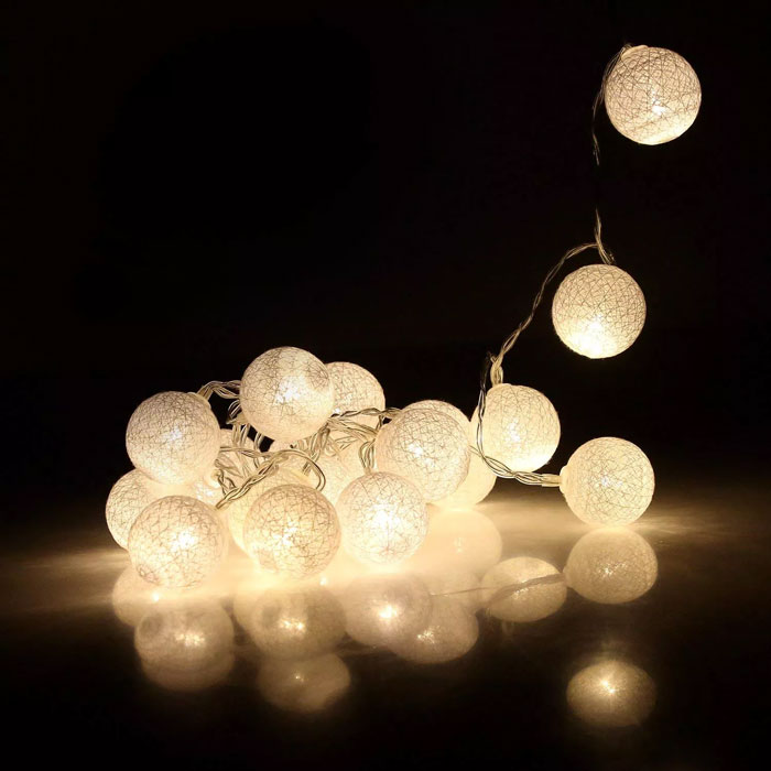 20 Pcs Lights 10 Feet Handmade Cotton Ball Light New Led String Fairy Rattan Ball Light Home Garden 4 20 Pcs Lights 10 Feet Handmade Cotton Ball Light New Led String Fairy Rattan Ball Light Home Garden