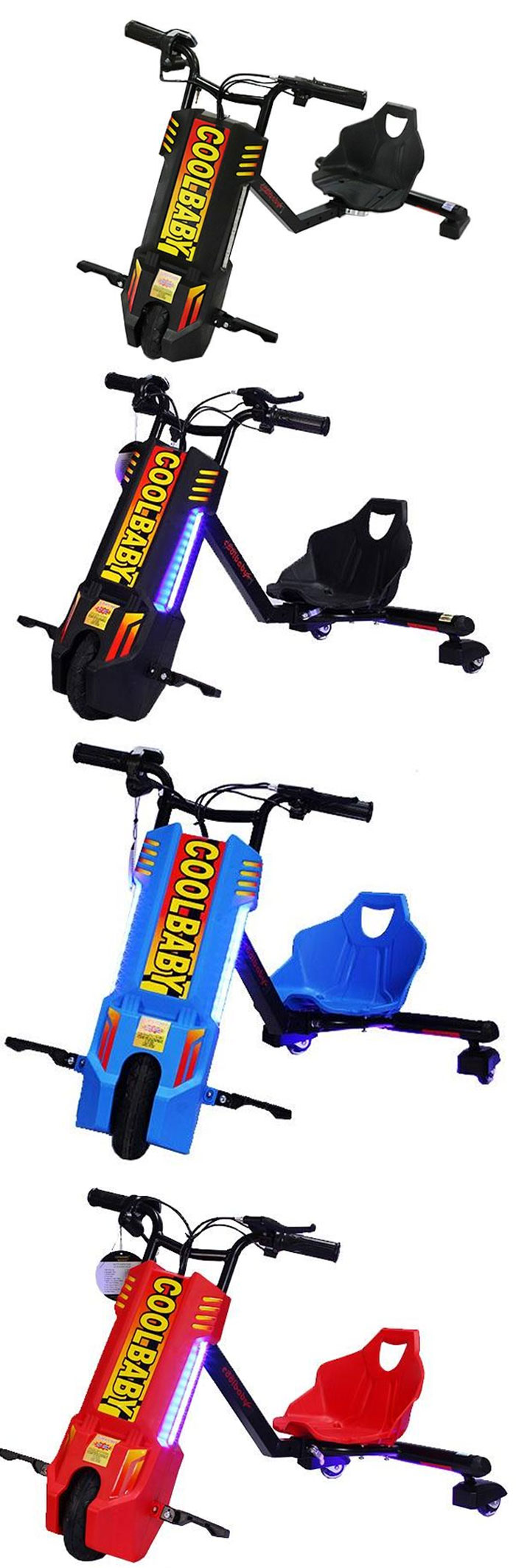 360 Degree 36-V Electric Super Power Scooter Coolbaby Drifting Trike Scooter Go Kart