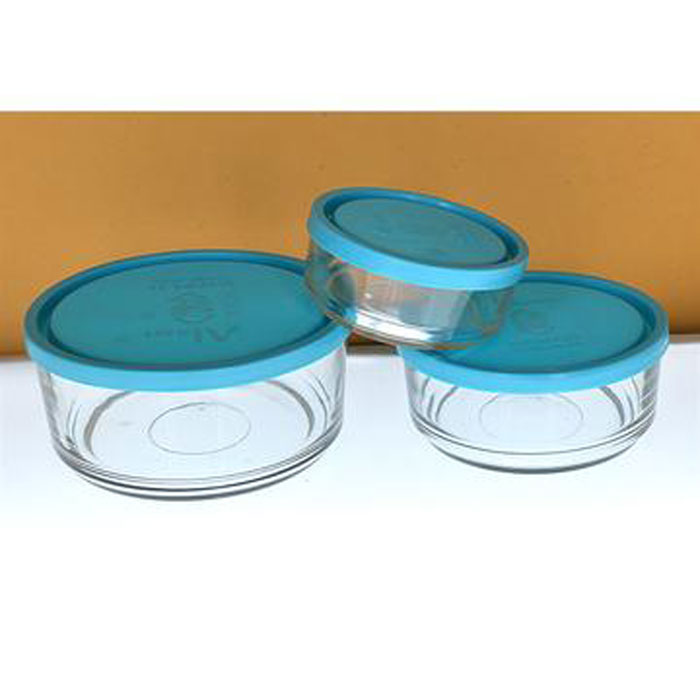3Pcs Air-Tight Glass Food Storage Bowl Set