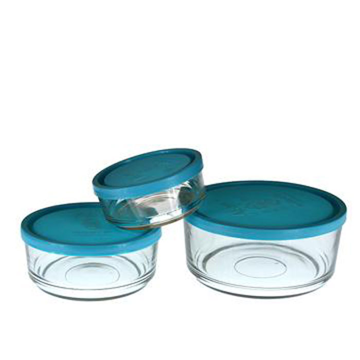 3Pcs Air-Tight Glass Food Storage Bowl Set