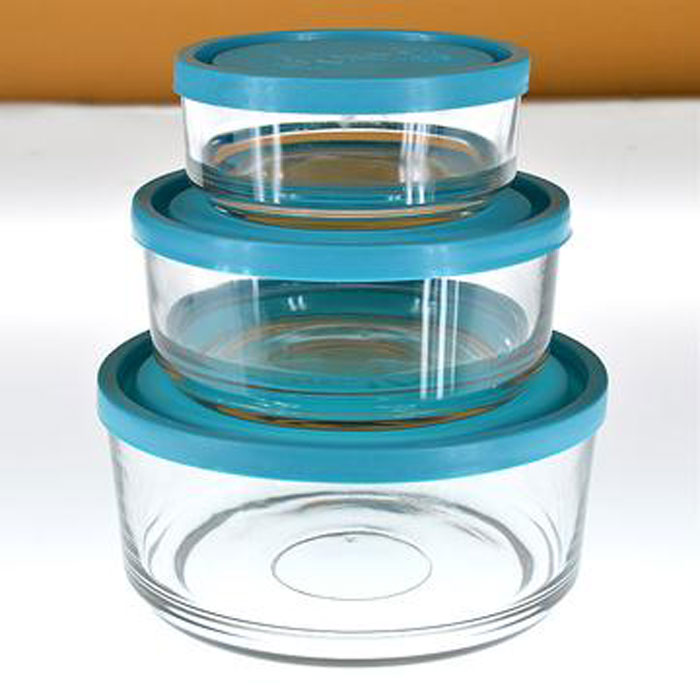 3Pcs Air-Tight Glass Food Storage Bowl Set