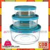 3Pcs Air-Tight Glass Food Storage Bowl Set