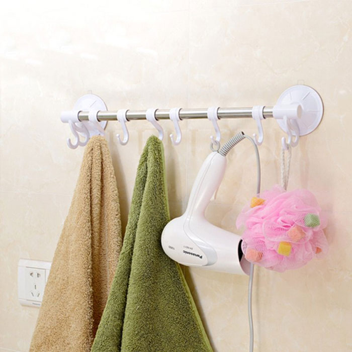 Bathroom Kitchen Wall 7 Hooks Powerful Vacuum Suction Cup Hanger Hooks