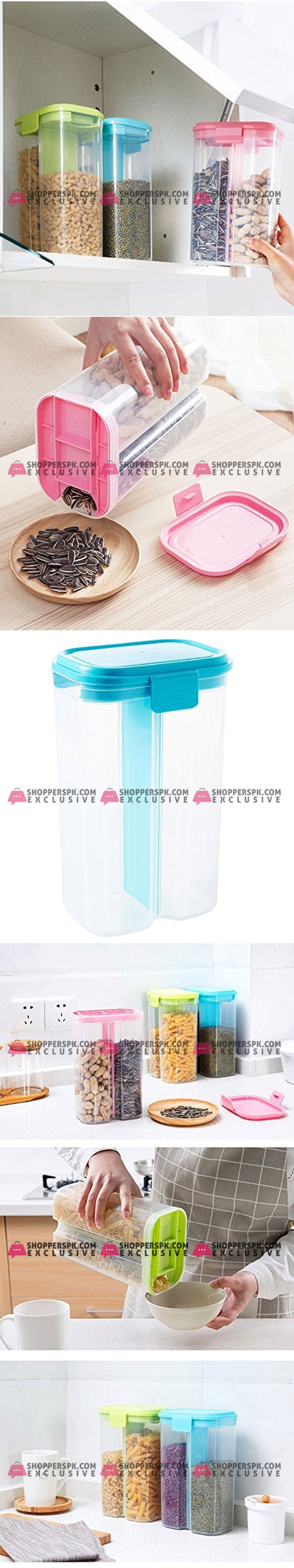Compact Dual Chambered Cereals Storage Box -1 Pcs