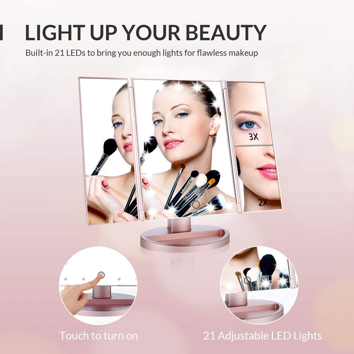 Easehold Make Up Mirror 1X/2X/3X Magnifying Light Up Mirror