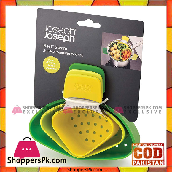 Nest Steam Stackable Steamer Basket Set With Three Compartments (3 Piece) 3 Nest Steam Stackable Steamer Basket Set With Three Compartments (3 Piece)