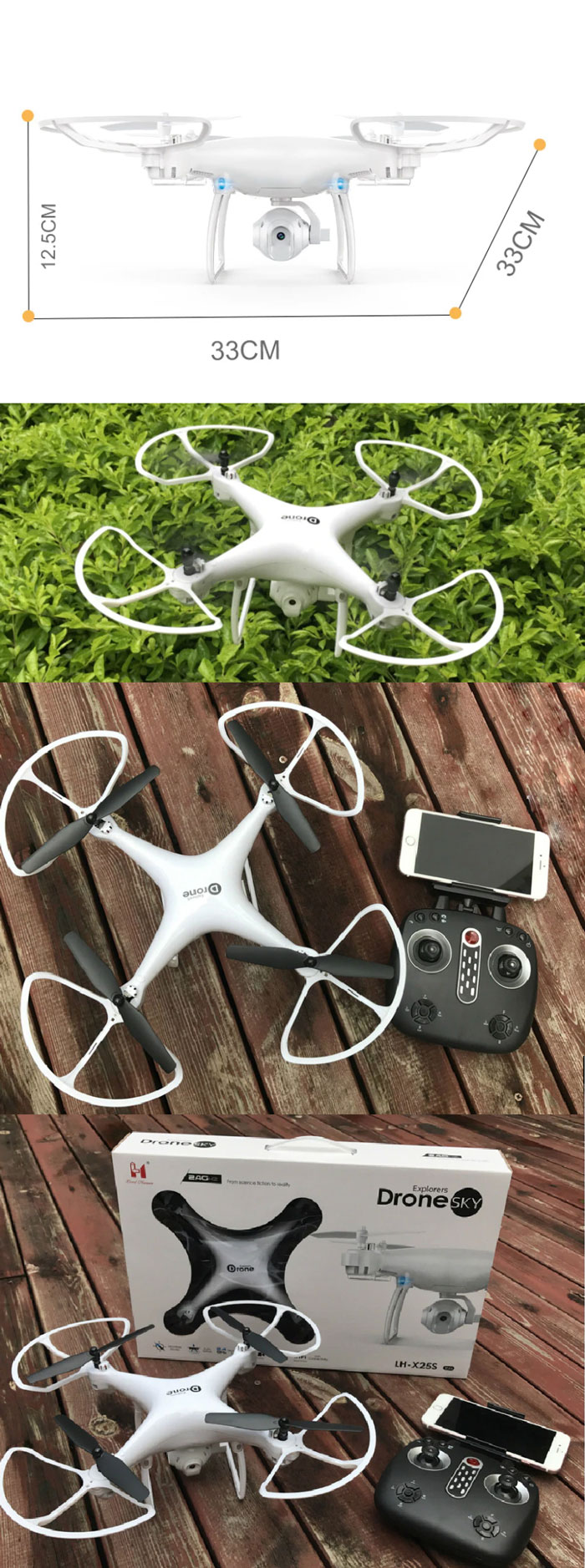 Professional Wifi Fpv Aerial Remote Control 2.4G 4Ch Drone Quadcopter 720P Camera With Led Light Lh-X25