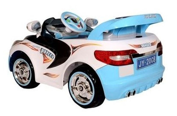 Ride On Car For Kids - Battery Operated - Blue &Amp; White - Jy-20C8