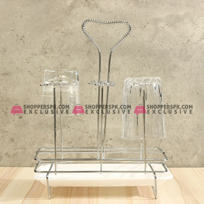 Stainless Steel Glass Cup Rack Water Mug Draining Drying Organizer Stand Tray