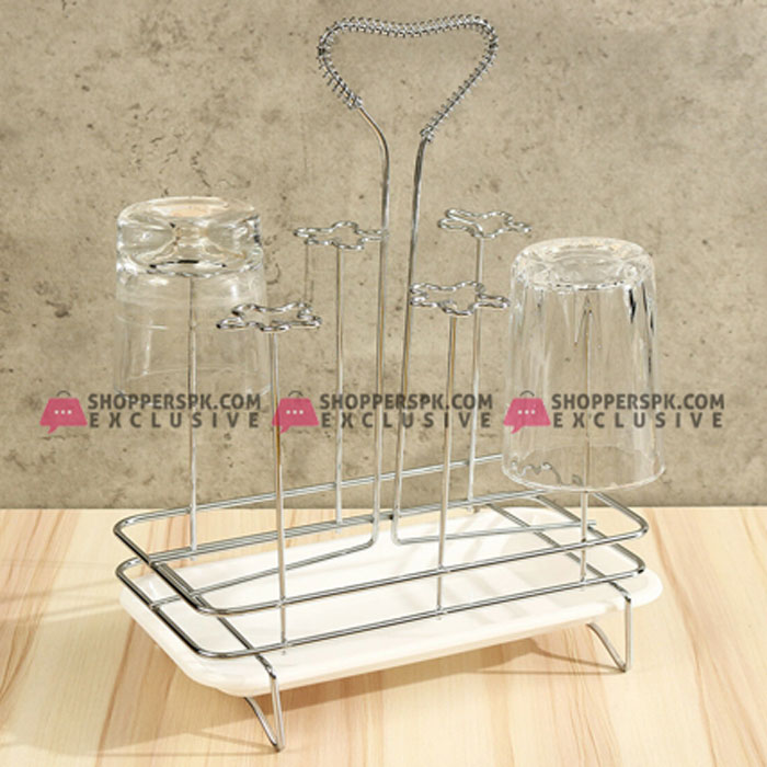 Stainless Steel Glass Cup Rack Water Mug Draining Drying Organizer Stand Tray
