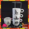 Tea & Coffee Stackable Cups - 4 Pcs Set with Crome Holder