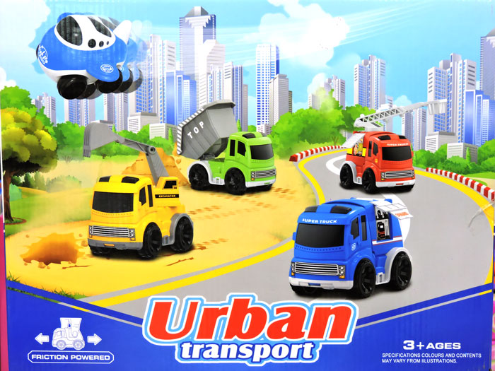 Urban Transport Set Of 8 Construction And Public Service Vehicles (Multicolor)