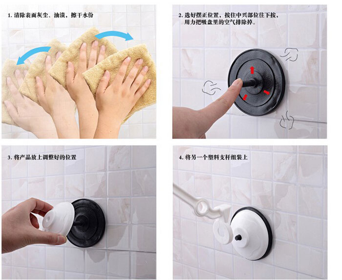 Wall Mounted Strong Bathroom Towel Shelf Stainless Steel With 6 Hooks