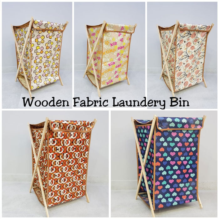Wooden Fabric Laundery Basket