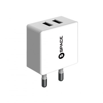 SPACE WC-101 - Dual Port USB Wall Charger - White