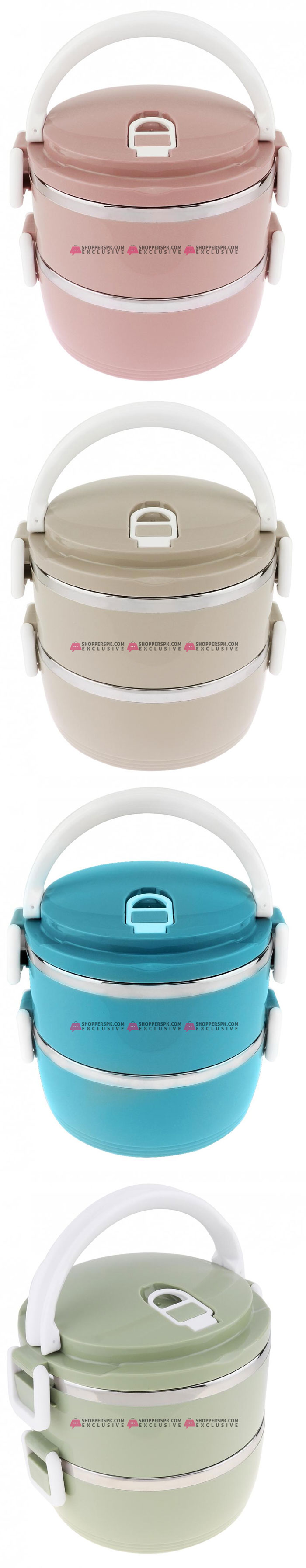 2 Layer Stainless Steel Thermal Insulated Stackable Lunch Box