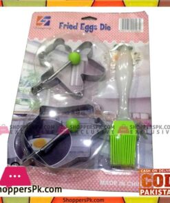 2 Pcs Multi-Design Stainless Steel Fried Egg Mold Set With 1 Pc Silicone Basting Brush