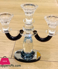3 ARMS CRYSTAL CANDELABRA ELEGANT CRYSTAL CANDLESTICK PILLAR CANDLE HOLDERS