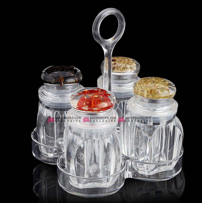 4 Piece Acrylic Plastic Salt and Pepper Shaker