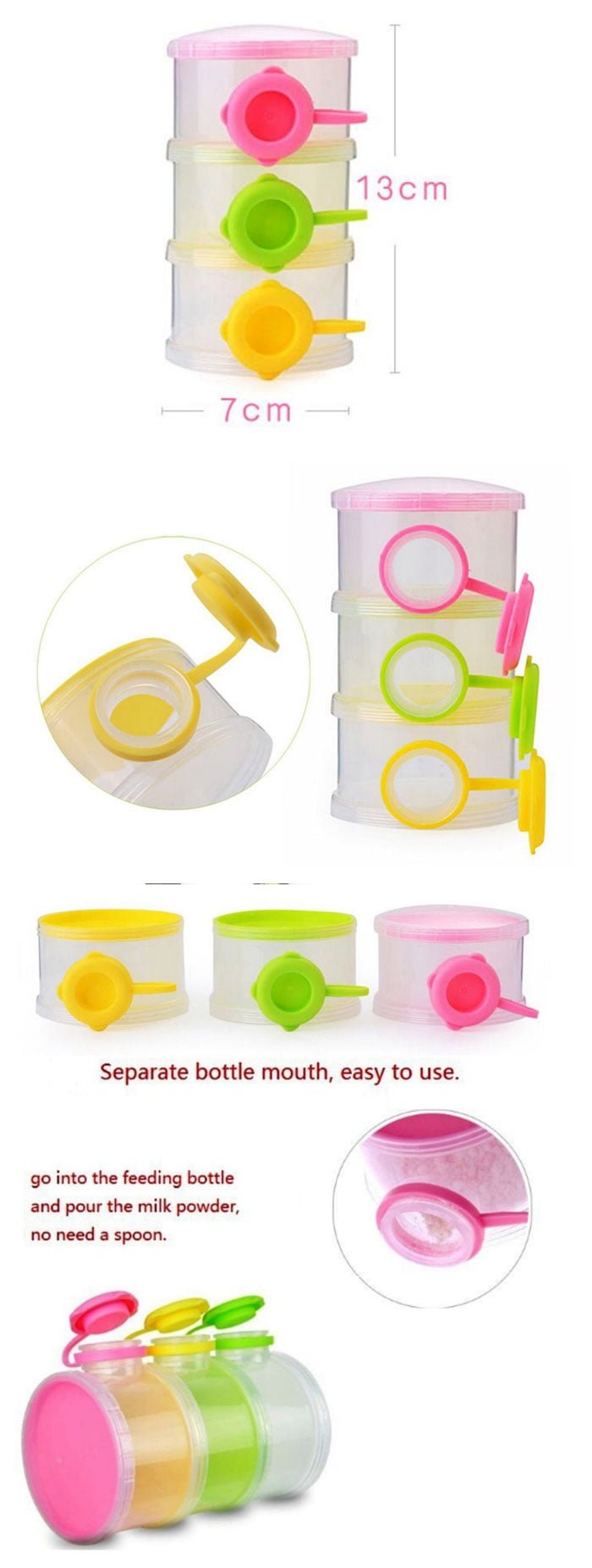 Baby Food Containers For Travel Marvelous 3 Layer Baby Infant Food Milk Feeding Powder Dispenser