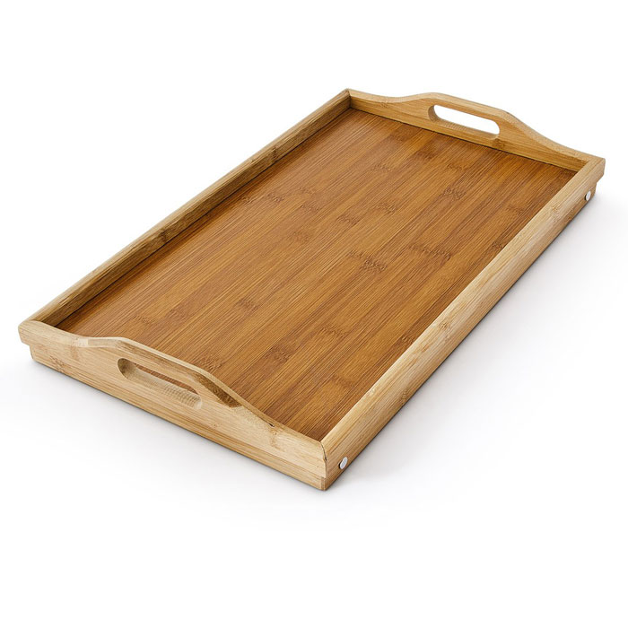 Bamboo Folding Serving Tray Foldable Bed Table Serving Tray Size: 21.5 x 47 x 27 cm